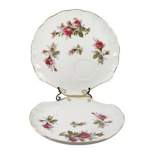 Moss Rose China Japan Snack Plate Vintage Shell Coffee Tea Server Porcelain 8.2"